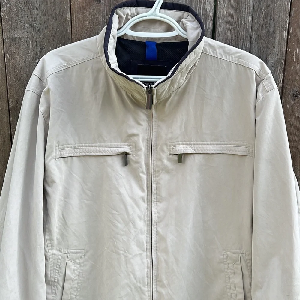 London Fog Beige Litchfield Zip Up Jacket Large Faux Suede Neutral Coat